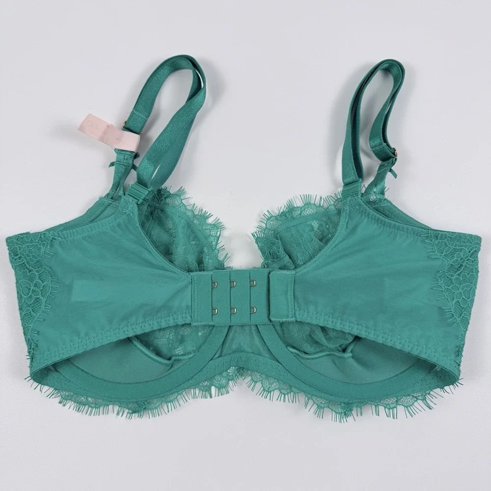 Victoria's Secret Dream Angels Unlined Uplift Sling Lace Bra Emerald Green 32DDD